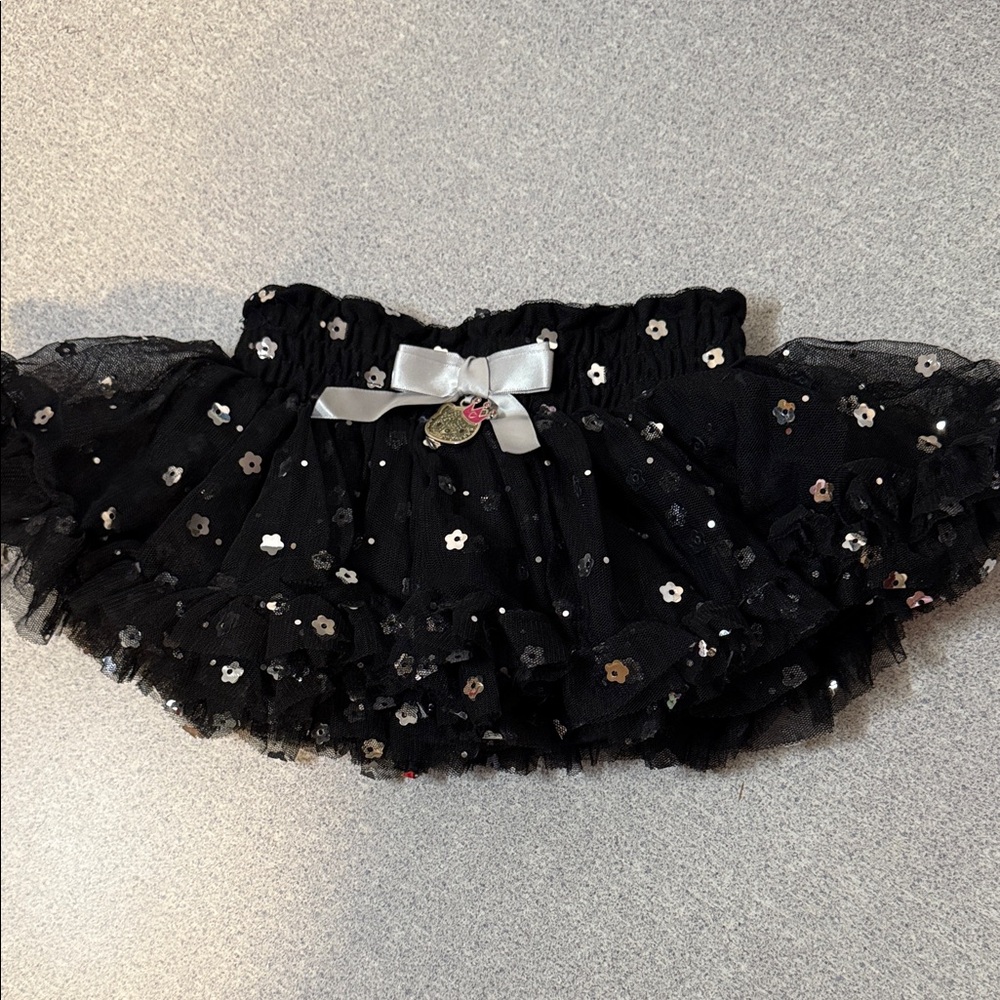 Elegant Black Kids Skirt with Floral Details